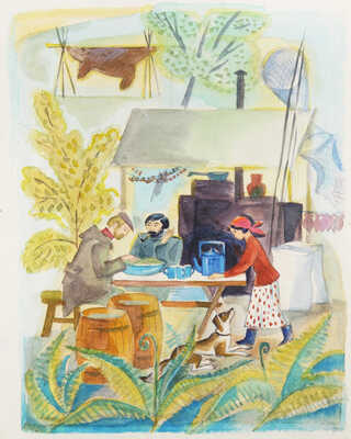 Давыдова Ольга Абовна. Лот из 43 иллюстраций к рассказам о природе Заполярья Ю. Могутина «Берег